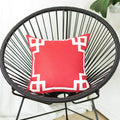 Square Red and White Geometric Decorative Throw Pillow Cover