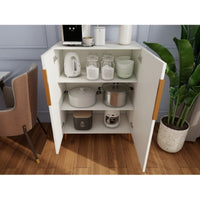 Thumbnail for Modern White Sideboard Cabinet With Gold Handles For Kitchen, Dining Room Furniture Organizer