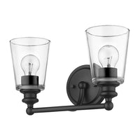 Thumbnail for Two Light Matte Black Glass Shade Wall Sconce