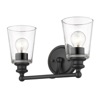 Thumbnail for Two Light Matte Black Glass Shade Wall Sconce