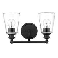Thumbnail for Two Light Matte Black Glass Shade Wall Sconce