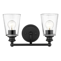 Thumbnail for Two Light Matte Black Glass Shade Wall Sconce