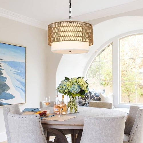 5-Light Rattan Boho Chandelier
