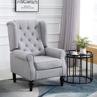 Thumbnail for Gray Fabric Tufted Club Accent Chair With Removable Cushion
