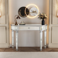 Thumbnail for 47 Half Moon Mirrored Console Table With Fluted Glass