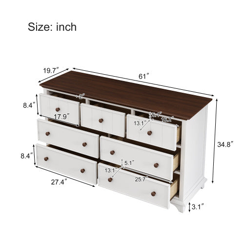 Wooden Captain Seven-Drawer Dresser For Bedroom