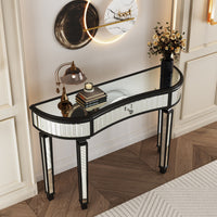 Thumbnail for 47 Half Moon Mirrored Console Table With Fluted Glass