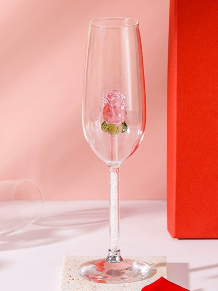 3D Rose Champagne Flute - Creative Wine Glass - Casatrail.com