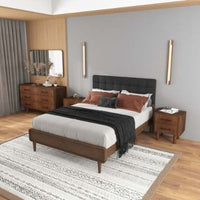 Thumbnail for Logan Mid Century Modern Walnut Nightstand Bed Side Tables With 2 Drawers