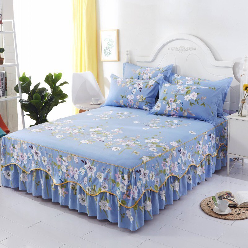 3Pcs Bed Sheet Cotton Lace Skirt Elastic Fitted - Casatrail.com