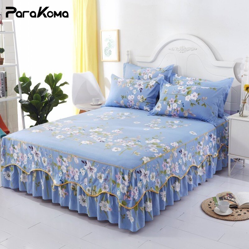 3Pcs Bed Sheet Cotton Lace Skirt Elastic Fitted - Casatrail.com