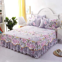 Thumbnail for 3Pcs Bed Sheet Cotton Lace Skirt Elastic Fitted - Casatrail.com