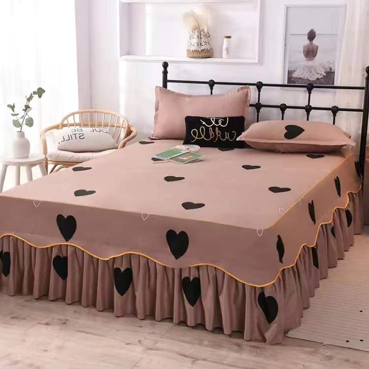 3Pcs Bed Sheet Cotton Lace Skirt Elastic Fitted - Casatrail.com