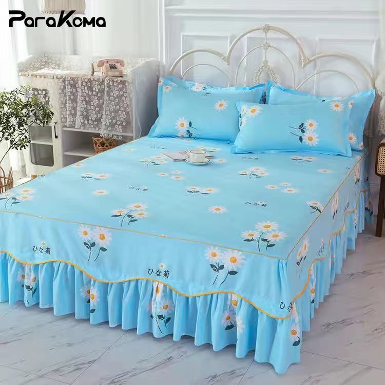 3Pcs Bed Sheet Cotton Lace Skirt Elastic Fitted - Casatrail.com