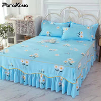 Thumbnail for 3Pcs Bed Sheet Cotton Lace Skirt Elastic Fitted - Casatrail.com