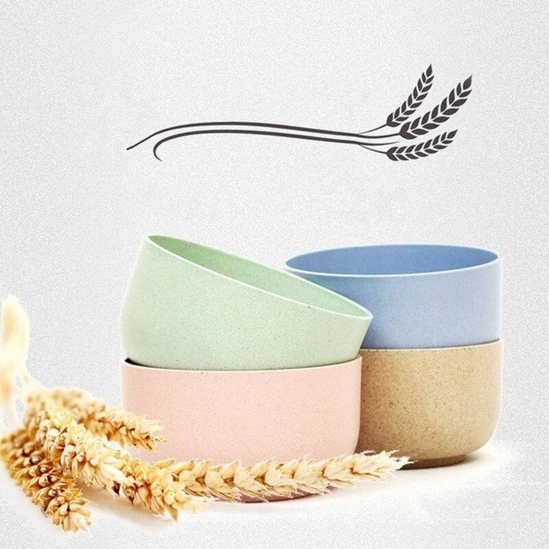 4 - Piece Wheat Straw Bowl Set Eco - friendly Dinnerware - Casatrail.com