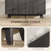 Thumbnail for Fluted Sideboard Buffet Cabinet With 4 Doors, 2 Adjustable Shelves, 5 Wood Legs