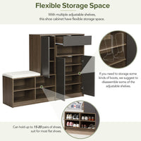 Thumbnail for 2-in-1 Shoe Storage Bench And Shoe Cabinet