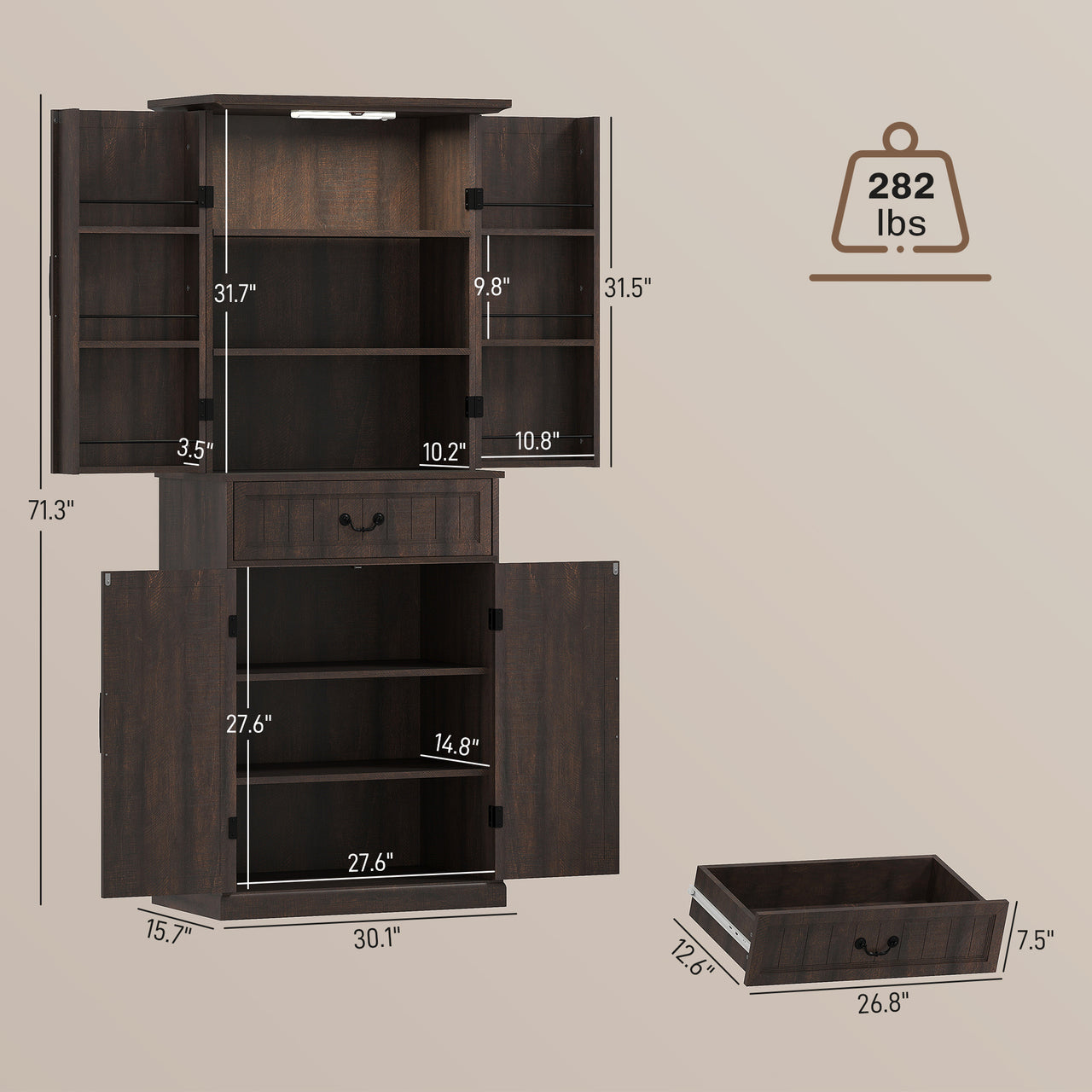 Farmhouse Storage Cabinet With Door Shelves