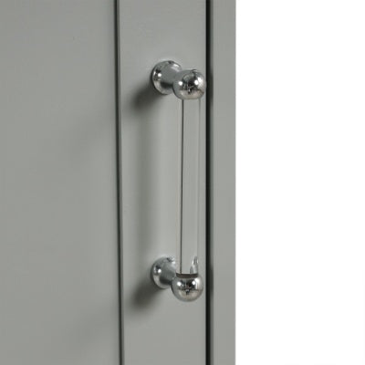 Tall Freestanding Storage Cabinet With Two Different Size Drawers And Adjustable Shelf