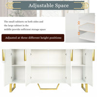 Thumbnail for Modern Sideboard Kitchen Cabinet With Four Doors, Metal Handles And Legs And Adjustable Shelves