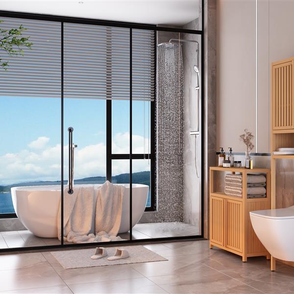 Large Capacity Bamboo Storage Cabinet