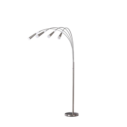 Silver Four Light LED Arc Floor Lamp