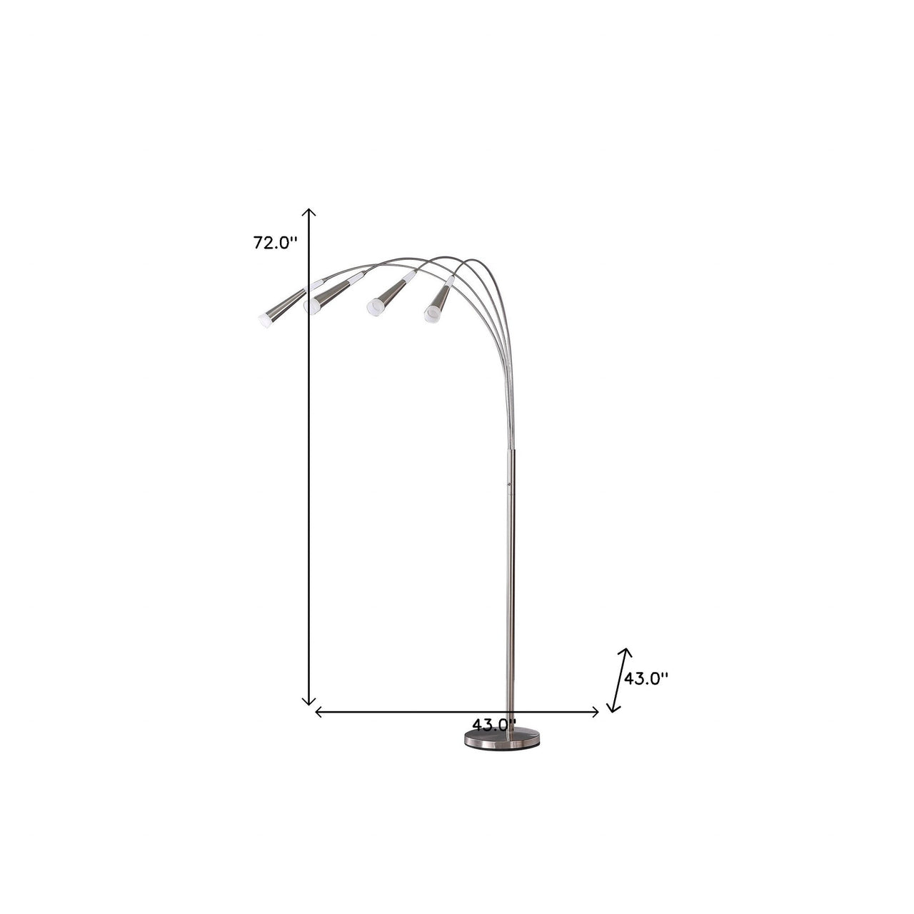 Silver Four Light LED Arc Floor Lamp