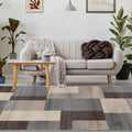 Gray Brown And Cream Patchwork Area Rug