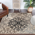 Tan And Gray Medallion Square Rug
