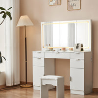 Thumbnail for Dressing Table Set With LED Mirror And 3 Lighting Modes
