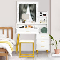 Thumbnail for White and Gold Vanity Table Set