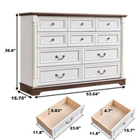 Thumbnail for 10 Drawer Dresser Chest For Bedroom With Wooden Base And Riser Trim