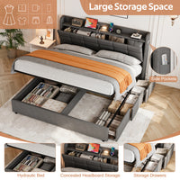 Thumbnail for 5ft King Bed Frame With Hydraulic Storage & Headboard, Storage And Drawers