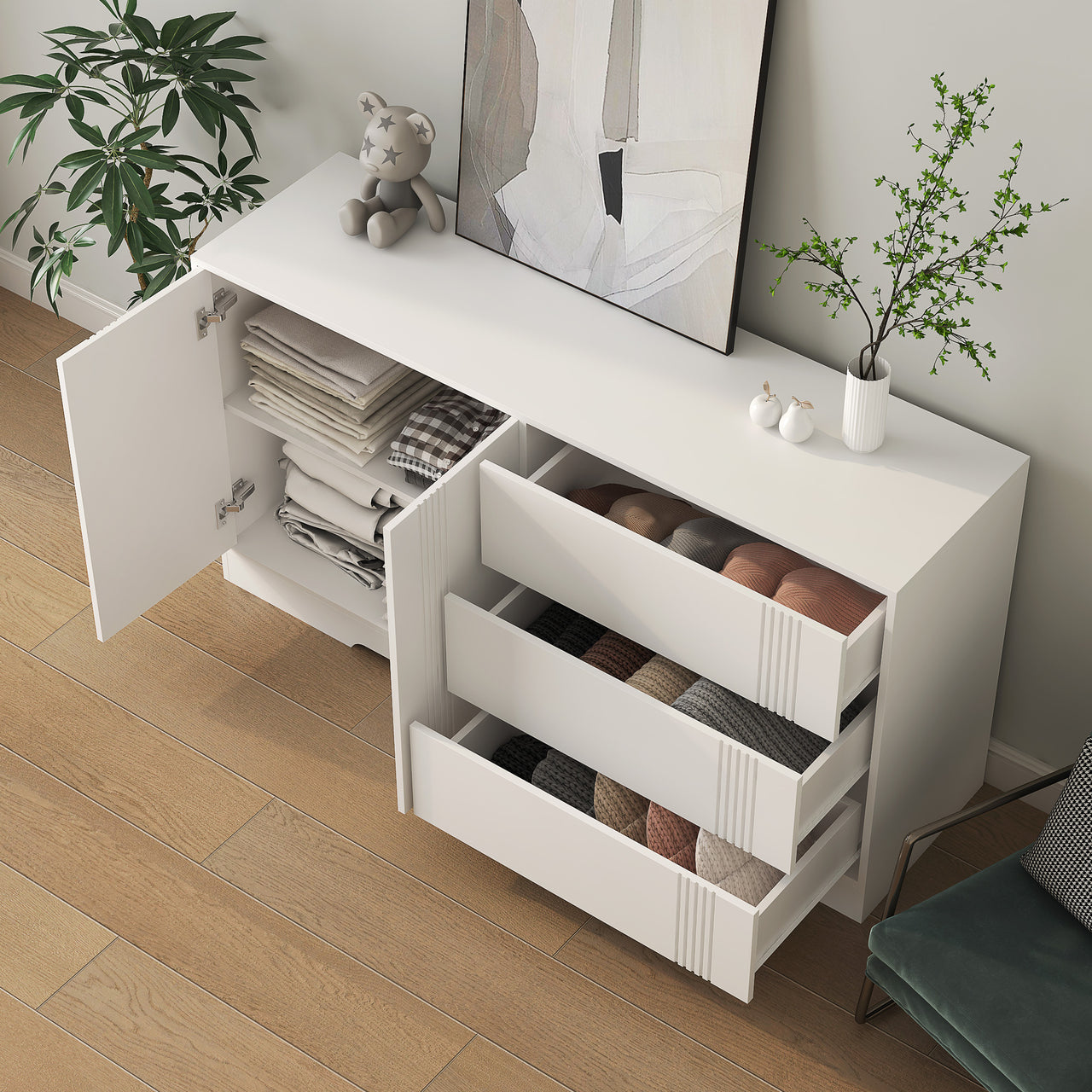 Sideboard Buffet Cabinet With Storage & Adjustable Shelves