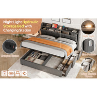 Thumbnail for 5ft King Bed Frame With Hydraulic Storage & Headboard, Storage And Drawers