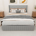 Queen Size Bed Frame With Lift Up Storage Bed & Modern Wingback Headboard