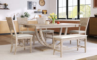 Thumbnail for 6-Piece Wood Half Round Dining Table Set With Long Bench & 4 Chairs