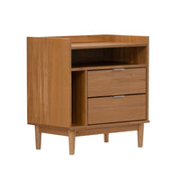 Thumbnail for Mid-Century Modern Solid Wood 2-Drawer Gallery Nightstand - Caramel