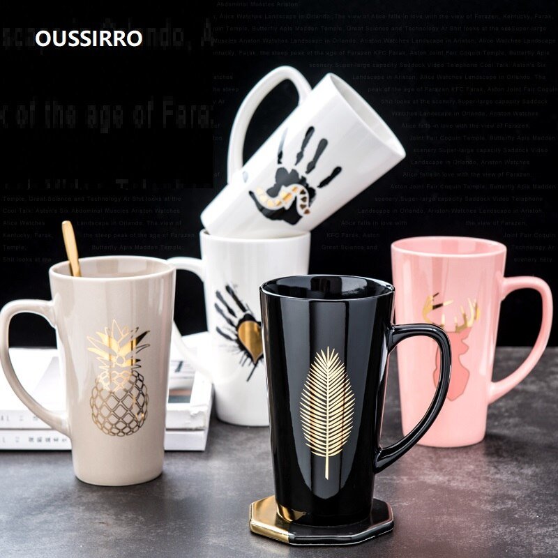 500ML Ceramic Couple Coffee Mug with Spoon and Cover - Casatrail.com