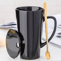 Thumbnail for 500ML Ceramic Couple Coffee Mug with Spoon and Cover - Casatrail.com