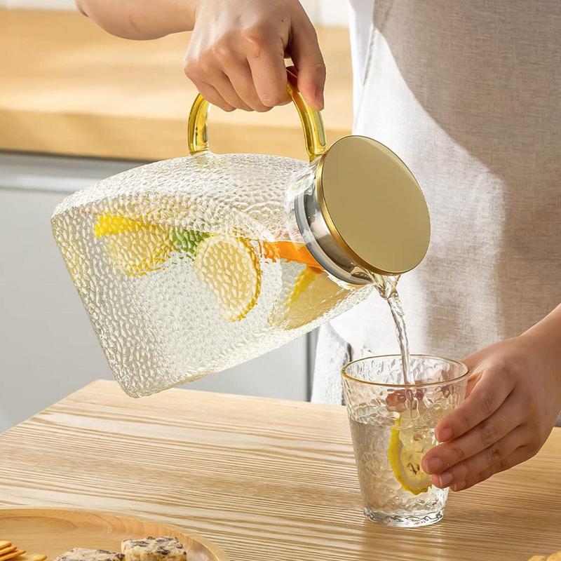 50oz Glass Water Pitcher with Lid - Ideal for Hot/Cold Water, Juice, and Iced Tea - Casatrail.com