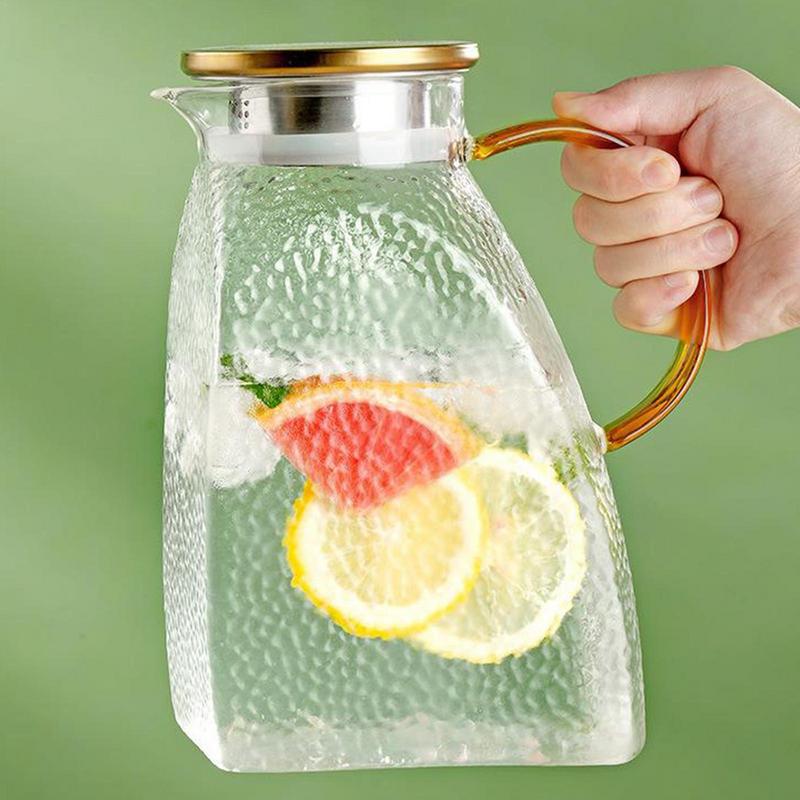 50oz Glass Water Pitcher with Lid - Ideal for Hot/Cold Water, Juice, and Iced Tea - Casatrail.com