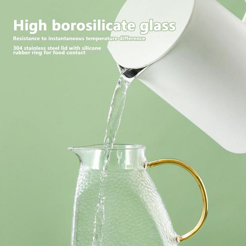 50oz Glass Water Pitcher with Lid - Ideal for Hot/Cold Water, Juice, and Iced Tea - Casatrail.com