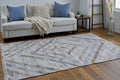 Gray and Brown Geometric Hand Woven Area Rug With Fringe