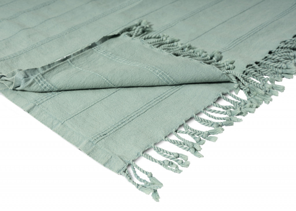 Gray Woven Cotton Striped Throw Blanket