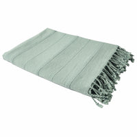 Thumbnail for Gray Woven Cotton Striped Throw Blanket