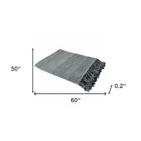Thumbnail for Gray Woven Cotton Striped Throw Blanket