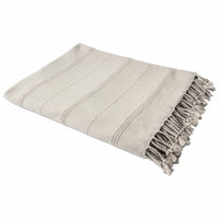 Thumbnail for Gray Woven Cotton Striped Throw Blanket