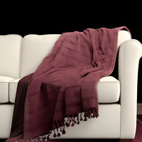 Thumbnail for Gray Woven Cotton Striped Throw Blanket